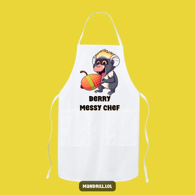 Funny Mandrill Berry Nibbler Apron: Chef's Joyful Primate Gear