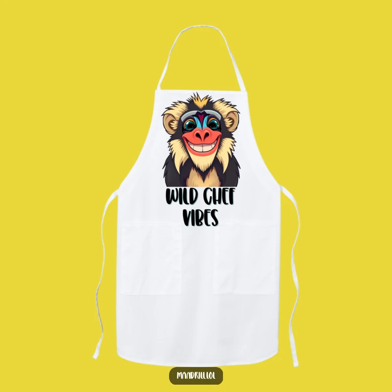 Funny Mandrill Grin Apron: Chef's Colorful & Humorous Primate Gear