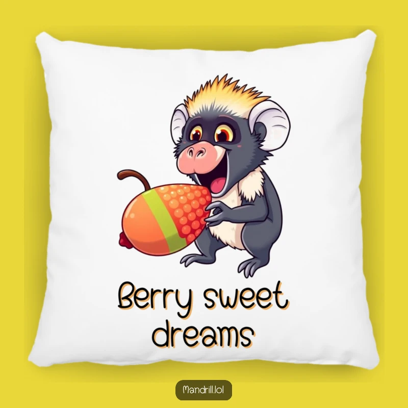 Funny Mandrill Berry Nibbler Pillow: Soft & Joyful Primate Accent