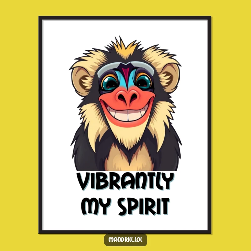 Funny Mandrill Grin Digital Print: Instant Vibrant Primate Art