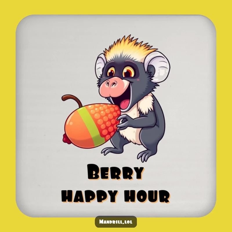 Funny Mandrill Berry Nibbler Coaster Set: Protect Surfaces with Primate Treats