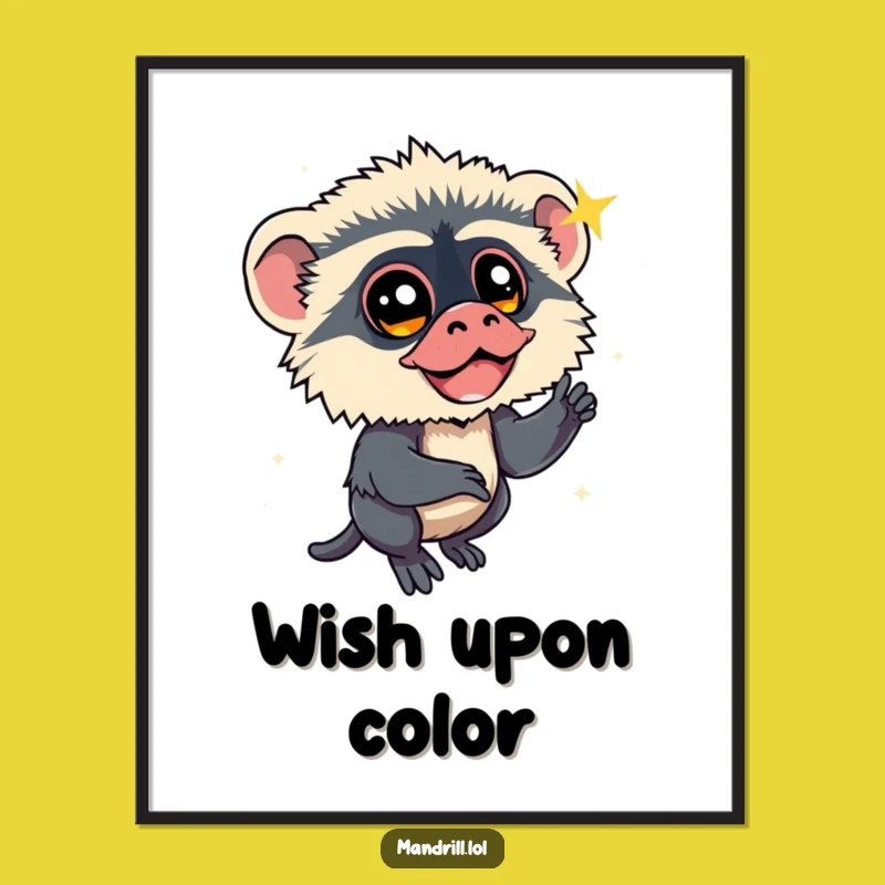 Funny Mandrill Star Gazer Poster: Whimsical Primate Art for Dreamy Spaces