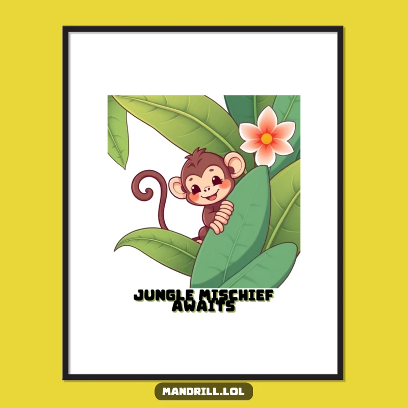 Funny Monkey Poster: Adorable Jungle Mischief for a Humorous Gift!