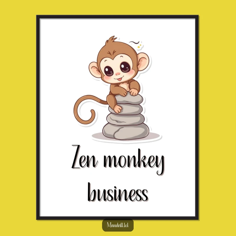 Funny Monkey Poster: Zen Balance for a Hilarious, Artistic Gift!
