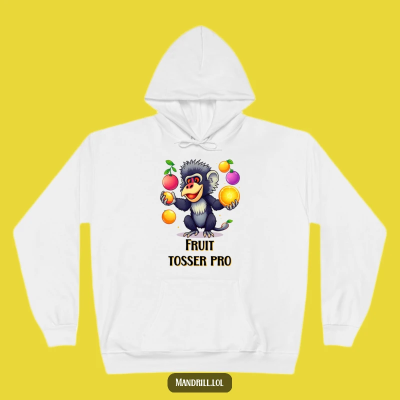 Cozy Funny Mandrill Juggling Hoodie: Warm & Vivid Primate Apparel