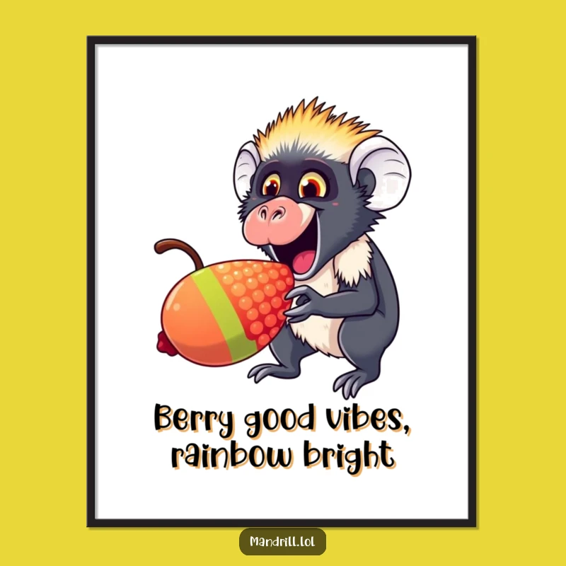 Free Printable Mandrill Wall Art: Rainbow Berry Nibbler Downloadable Decor Art