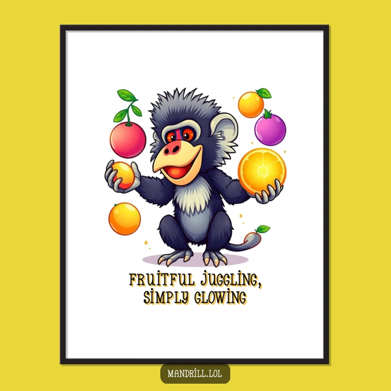 Free Printable Mandrill Wall Art: Juggling Fruits Downloadable Decor Art