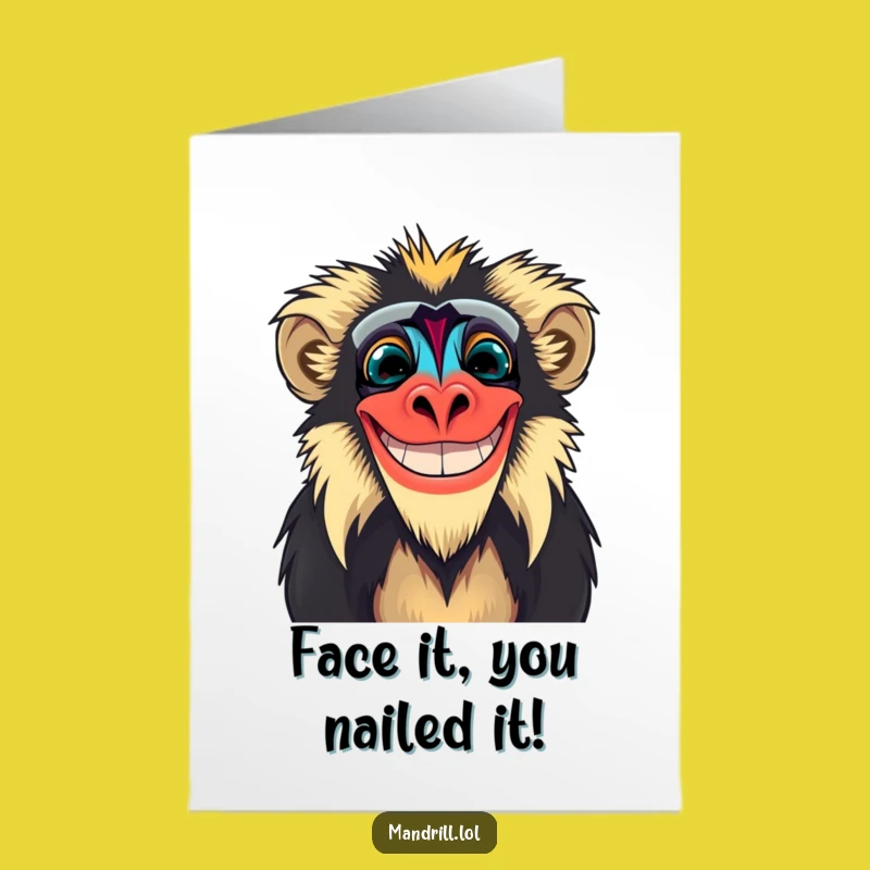 Free Printable Mandrill Congrats Card: Funny Grinning Face Downloadable Celebration