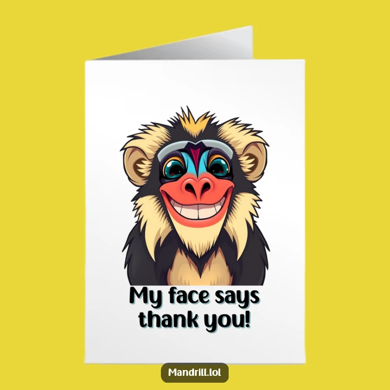 Free Printable Mandrill Thank You Card: Funny Grinning Face Downloadable Appreciation