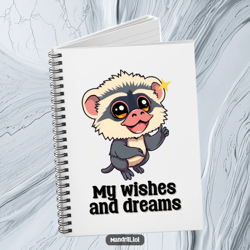 Funny Mandrill Notebook: A mandrill with bright eyes watches a sparkling shooting star, ideal for recording hopeful thoughts.