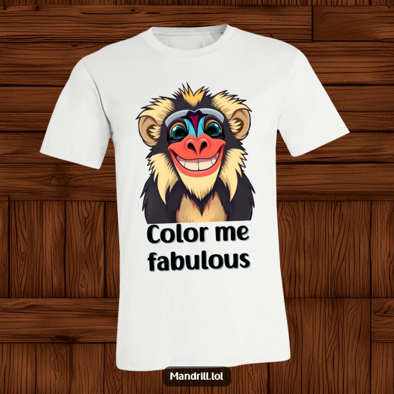 Funny Mandrill T-Shirt: A mandrill with bright, exaggerated facial colors shows off a wide, humorous grin.